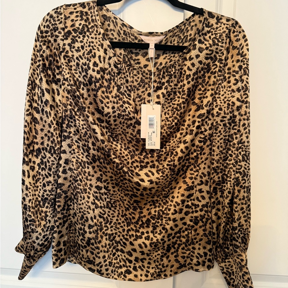 100% Silk Leopard Print Women's Top